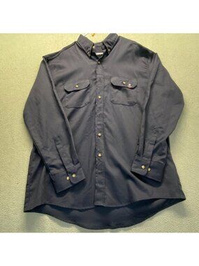 Tyndale Workwear Long Sleeve Button Up Shirt-Navy-Size XL  Flame Resistant-NWT